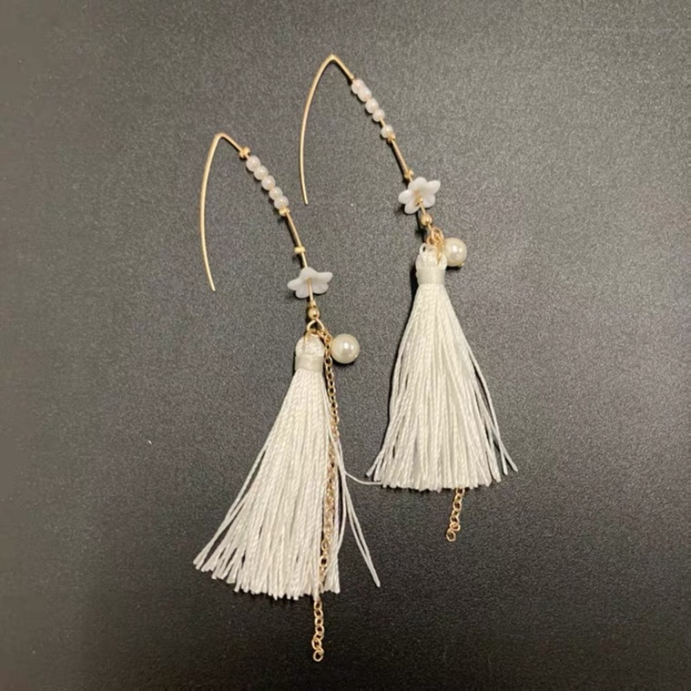 Flower Tassels Hook Wire Earrings - Picture 5 of 11